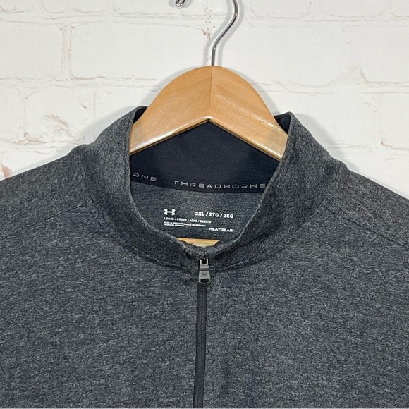 Under Armour Threadborne 1/4 Pullover Shirt Mens 2XL Black HeatGear Athletic - Picture 3 of 9